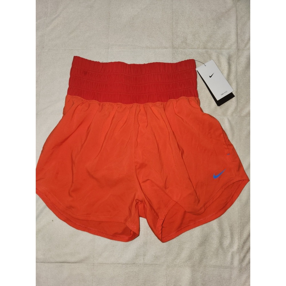 NWT Nike Women's One Ultra High-Rise Lined Training Shorts Orange Red Size Small